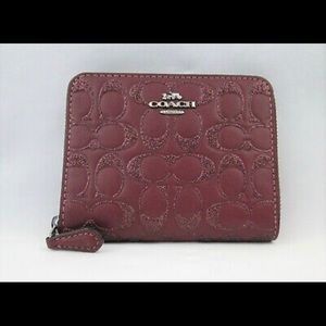 Coach Wallet Glitter Signature Leather Bifold Zip
